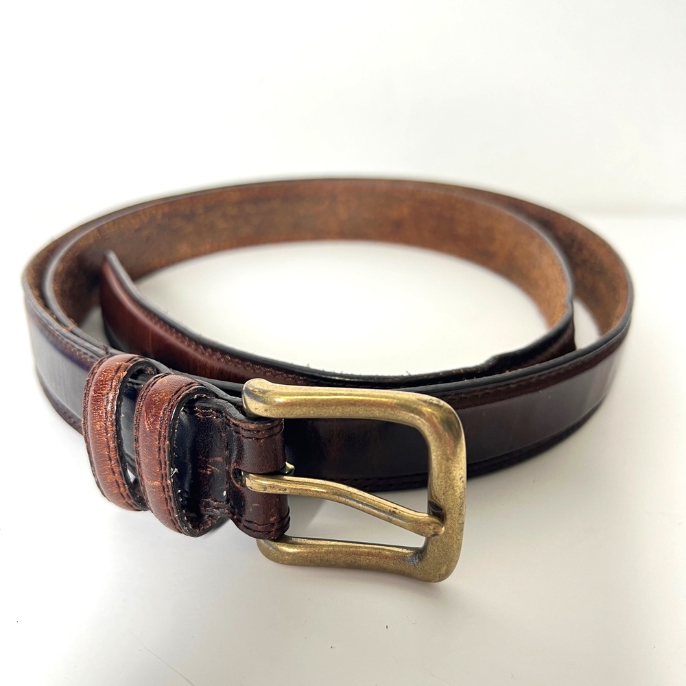 Vintage Mahogany‎ Oil Tanned Cowhide Leather Belt Solid Brass Buckle 44/110
